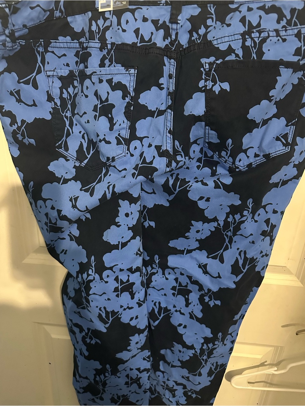 Women’s Floral Print Pants in Blue and Black - Picture 1 of 4
